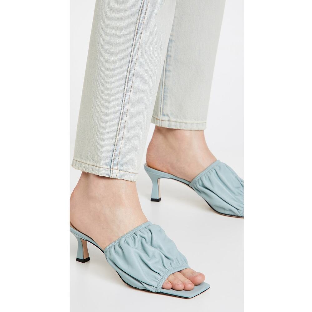 New Wandler Ava Kitten Lambskin Leather Heels in Light Blue Women's Size EU 40.5